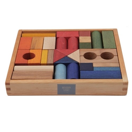 Regenbogen Holzklötze-Box Natur