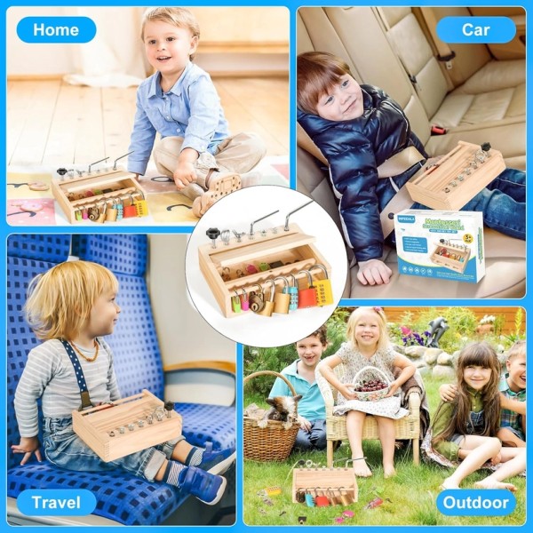 Große Montessori Bohrer- und Schlüssel-Box