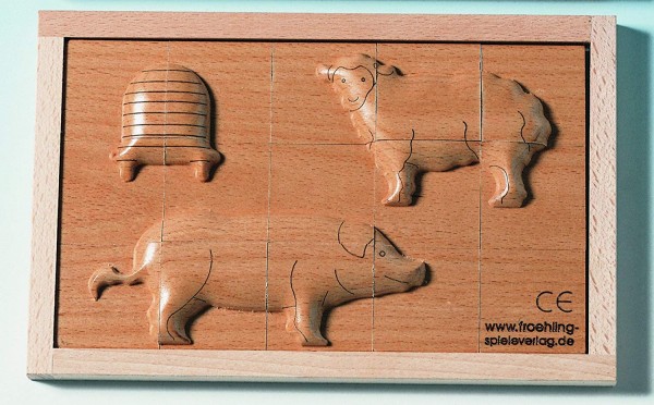 Reliefpuzzle Schwein, Schaf, Bienenstock